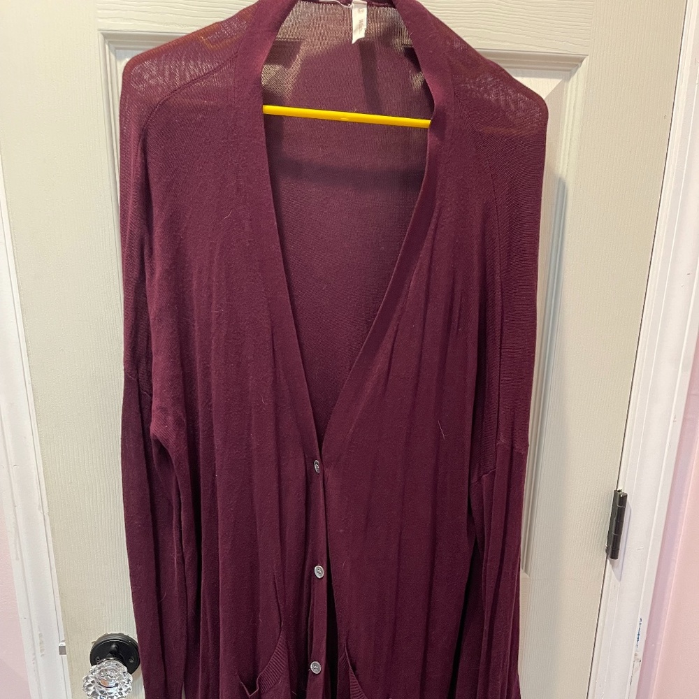 Wishlist. Small/Medium Long Cardigan. Maroon.